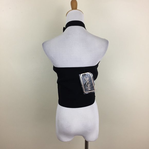 NWT BALBOA FASHION Black Silver Chains Adjustable Buckle Cropped Top - Picture 7 of 7